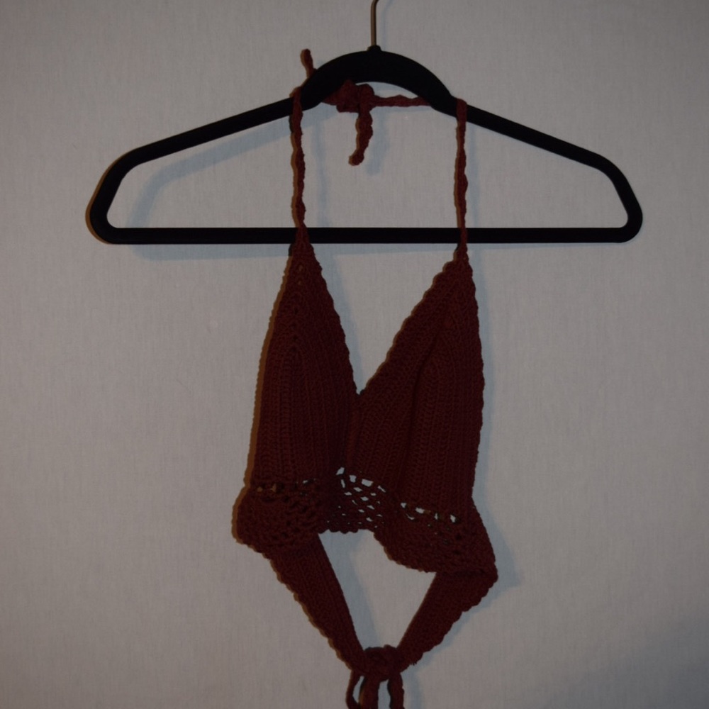 Red knit crop top/ bra